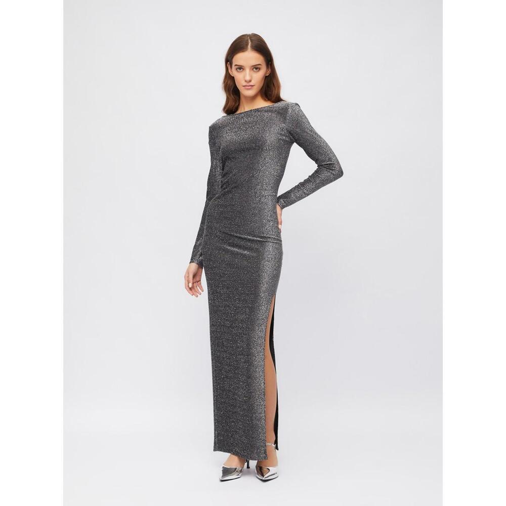 Zolla - Fitted Maxi Dress with Slit Hem and Sequins - XS